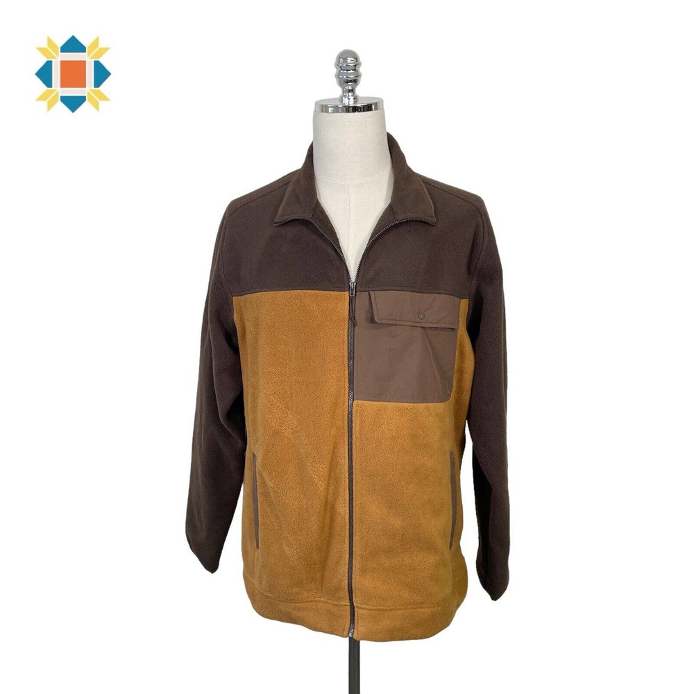 Mountain Hardwear Men's XL Brown Tan Full Zip Fleece Top Pockets